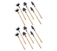 Mini Ensemble D’Outils de Jardinage, Truelle, Râteau, Pelle | Métal et Bois, Poignée Confortable, pour Planter, Bêcher et Ameublir le Sol en Intérieur ou Dehors