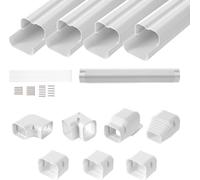 Mini-ensemble de cache-conduites 76,2 mm de largeur, 4830 mm de longueur, cache-conduites décoratif en PVC pour climatiseur avec 4 conduits droits et tous les composants. Facile à installer, peut être
