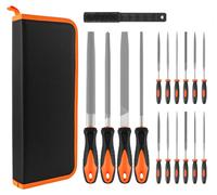 Mini-ensemble de limes - Limes manuels pour le travail du bois - 17 pièces - Plates, triangulaires, demi-rondes, rondes - Limes de précision - Orange
