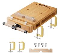 Mini-établi mobile avec serre-pinces, en bois de hêtre, dimensions : 45,5 x 28 x 7 cm