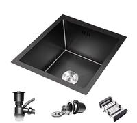 Mini évier bar compact en acier inoxydable pour véhicule récréatif, gain de place, siphon multi-tailles inclus, finition noire, 70 x 43 x 21,5 cm, parfait pour les petits espaces et les piscines