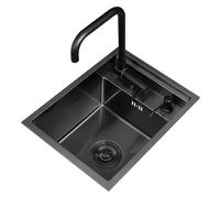 Mini évier de cuisine à cuve unique, siphon caché pour balcon, camping-car, bar et café, en acier inoxydable avec couvercle, design peu encombrant