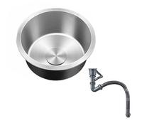 Mini évier de cuisine rond en acier inoxydable 304 - Installation sous plan de travail - 32 cm - Pour îlot de cuisine - Design durable et élégant