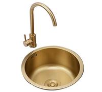 Mini évier de cuisine rond en acier inoxydable - Petit évier de bar à cuve unique pour cuisine ou balcon, taille compacte (42 x 42 x 20 cm) et design élégant, parfait pour économiser de l'espace