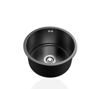Mini Evier Inox Noir,Petit éViers Rond,éVier de Cuisine 1 Bac,Lavabo Cuisine,FaçOns D'Installer Sur Le Plan et Sous Plan (Ø 25cm)