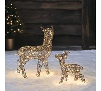 Mini Faon et Biche Lumineux de Noël Studley en Rotin