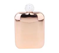 Mini Flasque à Vin pour Femmes en Acier Inoxydable, Strass, poche | Format Portable pour Alcool, Étui en Cuir Inclus, Élégante Idée Présent, Fêtes et Déplacements, Rose Doré