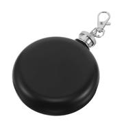 Mini Flasque Ronde en Acier Inoxydable 3oz avec Mousqueton Noir | Fermeture Étanche Sécurisée, Format Discret et Léger, pour Camping, Festivals, Paquet et Ceintures