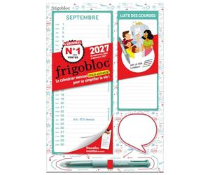 Mini Frigobloc Mensuel 4 couleurs 2027 - Calendrier organiseur familial (de sept. 2026 à déc. 2027)