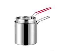 Mini friteuse en acier inoxydable 304 avec long manche - Poêle à frire compacte de 12,7 cm pour petites cuisines, casserole polyvalente pour frire, faire bouillir des nouilles et plus encore (argenté)