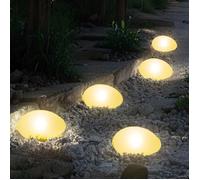 (Mini galet, 1 pièce) Lampe solaire d'extérieur étanche composée de galets décoratifs avec lumière LED chaude intégrée, adaptée aux