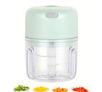 Mini hachoir à ail et à viande rechargeable de 250 ml, durable et robuste, adapté pour écraser l'ail, les piments, les oignons, la viande hachée, les noix et plus encore Green