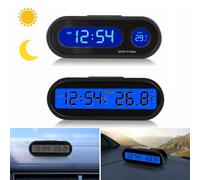 Mini horloge de voiture thermomètre LCD rétro-éclairage numérique horloges automatiques électroniques voiture température intérieure extérieure montre électronique de voiture