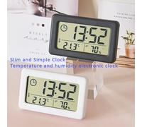 Mini horloge numérique température humidité montre Portable horloge thermomètre hygromètre 12/24 heures alimenté par batterie horloge Table de maison Blue 1pcs