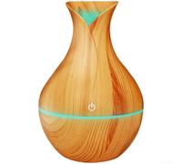 Mini humidificateur en bois alimenté par USB - 130 ml - Silencieux - Vaporisateur de bureau pour équilibre de l'humidité de l'air intérieur avec brume réglable et lueur LED apaisante (B)