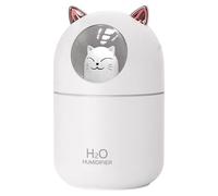 Mini humidificateur félin - Diffuseur d'arômes de voiture design de chat 300 ml hydratant ultrasonique rechargeable avec éclairage ambiant | Dispositif de nébuliseur hydratant