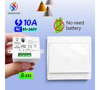 Mini interrupteur d'éclairage intelligent 433MHz, interrupteur mural sans fil auto-alimenté de 50m, pas besoin de batterie, Mini Module RF 110V 220V, pour appareil ménager 1Receiver