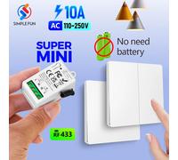 Mini interrupteur d'éclairage intelligent RF 110V 220V 230V, interrupteur mural sans fil auto-alimenté, sans prise en charge de la batterie, réglage de l'état de restauration de l'énergie 2Receiver 2R