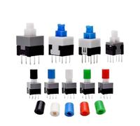 Mini interrupteur Tactile Tactile marche/arrêt, bouton-poussoir autobloquant, verrouillage momentané, 5.8x5.8/7x7/8x8/8.5x8.5mm, DIP 6 broches avec capuchon, 10 pièces(8.5x8.5mm,BLUE CAP_UNLOCK)