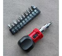 Mini jeu de tournevis à cliquet multifonction 11 en 1 - Tournevis réversible en acier à fonctionnement rapide, équipé d'une combinaison d'embouts, pas de batterie nécessaire, kit d'outils manuels
