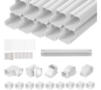 Mini-kit de cache-conduites 76,2 mm de largeur, 5400 mm de longueur, cache-conduites décoratif en PVC pour climatiseur avec 10 conduits droits et tous les composants nécessaires. Facile à installer, p