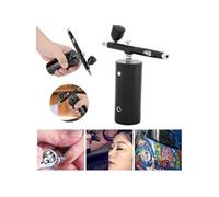 Mini kit de compresseur, recharge USB double Airbrush, 0.3MM 7CC Nail Art, Pistolet hydratant de beauté pour Paint Art Tattoo Design, Noir