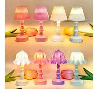 Mini lampe de bureau mignonne, nouveau design créatif de lampadaire de rue rétro français avec motif floral. Lampe de chevet à l'atmosphère de muguet plissé, couleurs dopaminergiques, cadeau pour la f