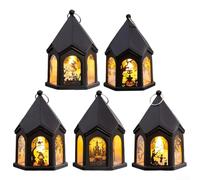 Mini lanterne décorative avec bougies LED sans flamme sûres pour mariage et Halloween Design portable avec anneau de suspension en métal et base plate pour plus de stabilité