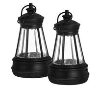 Mini Lanterne Exterieur Solaire pour Statues D'animaux, Lot 2 Pièces Noir | Plastique, Éclairage LED Automatique, Portable à Poignée, pour Aventures Extérieures, Parcs, Chiens