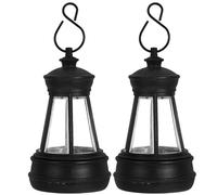 Mini Lanternes Solaires Noir, pour Statues D’animaux, Lot de 2 Plastique | Poignées Faciles à Porter, Éclairage LED Automatique, Lanterne Exterieur Solaire, pour Statues de PET et Camping