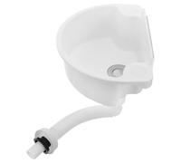 Mini Lavabo Mural sans Perçage en Plastique, Demi-rond Blanc Compact | Design D’angle Flottant, Vidange Flexible Anti-odeur, pour Camping-car, Dortoir, Installation Murale Étroite