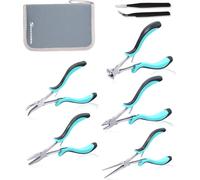 Mini Long Reach Zang Set - Plaque Neus, Courbe Neus, Diagonale Tang, Naald Neus Tang, End Snijtang - 5 Pièces Avec Sac - Pour l'artisanat et les réparations