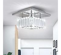Mini lustre en cristal Grand cristal ronde lampe de plafond LED suspension pour couloir escalier (blanc froid) (carré SJT froid blanc)