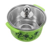 Mini Marmite Portable en Acier Inoxydable avec Couvercle en Verre vert | Format 19,5x17x16cm, Poignée Amovible, Surface Antiadhésive Lisse, Transport Facile pour Soupe ou Bouillon