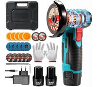 Mini-meuleuse d'angle - 12 V - 19 500 tr/min - Moteur à balais - Pour bricoleurs - Modèle B-2 avec batterie et coffret à outils