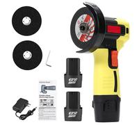 Mini-meuleuse d'angle - 12 V - Batterie - Moteur sans balais - 19 500 tr/min - 2 batteries - Jaune