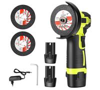 Mini-meuleuse d'angle - 12 V, sans fil - Moteur sans balais - 19 500 tr/min - Disque abrasif - 2 batteries - Vert