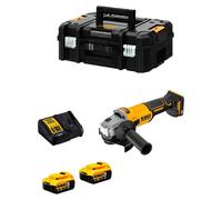 Mini-meuleuse d'angle DeWALT DCG407P2T (2 batteries de 5,0 Ah + DCB1104 + TSTAK II)
