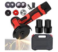 Mini Meuleuse D'angle, Multifonction Meuleuse Angulaire à Double Batterie avec Moteur Haute Puissance, 7 Accessoires et Coffret de Transport pour Couper et Polir le Carrelage, L'acier, la Pierre