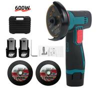 Mini Meuleuse d'Angle Sans Fil 12V 600W 19500 tr/min Disque 7 6cm Avec 2 Batteries 1300mAh Pour Coupe Polissage Bricolage