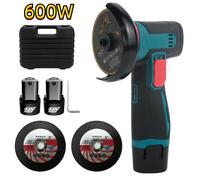 Mini Meuleuse D'Angle Sans Fil, Meuleuse Sans fil 19500RPM Moteur Haute puissance avec 2 Batterie, 2 disques, 600W, pour métal bois
