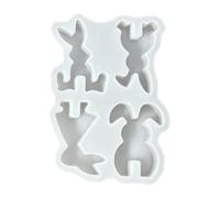 Mini moule à lapins en silicone - Moule réutilisable - 4 cavités anti-adhésives pour bougies de lapin de Pâques, pour les fêtes, la cuisson, le fondant, le bricolage, les amateurs de gâteaux