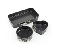 Mini moules à gâteaux antiadhésifs, en acier au carbone, cœur rond rectangulaire, poêle à pain grillé, ustensiles de cuisson, 3 pièces