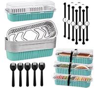Mini Moules À Gâteaux Avec Couvercles 50 Barquettes Aluminium Pour Cake | Caissettes Pour Brownies Pour pâtissiers hôtes décorateurs événements mariage anniversaire Bleu