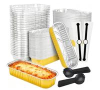 Mini Moules À Gâteaux Avec Couvercles 50 Barquettes Aluminium Pour Cake | Caissettes Pour Brownies Pour pâtissiers hôtes décorateurs événements mariage anniversaire Or