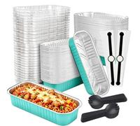 Mini moules à gâteaux avec couvercles 50 Barquettes Aluminium Pour Cake | Mini moules alu avec couvercles Pour pâtissiers hôtes décorateurs événements mariage anniversaire Bleu