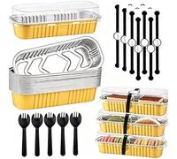 Mini moules à gâteaux avec couvercles 50 coupelles à dessert alu | Caissettes Pour Brownies Pour pâtissiers hôtes décorateurs événements mariage anniversaire Or