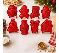 Mini moules à tarte et biscuits de Noël, mini ensemble de pâtisserie de | Emporte-pièce à presser à la main avec sapin de Noël, Père Noël, renne, moules en relief réutilisables pour la pâtisserie des