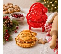 Mini moules à tarte et biscuits de Noël, mini ensemble de pâtisserie de | Emporte-pièce à presser à la main avec sapin de Noël, Père Noël, renne, moules en relief réutilisables pour la pâtisserie des