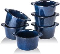 Mini-moules en céramique bleus de 170 g pour crème brûlée et soufflé
